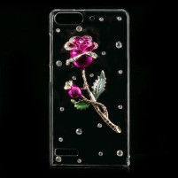 Луксозен твърд гръб кристално прозрачен 3D за Huawei Ascend G6 лилава роза
